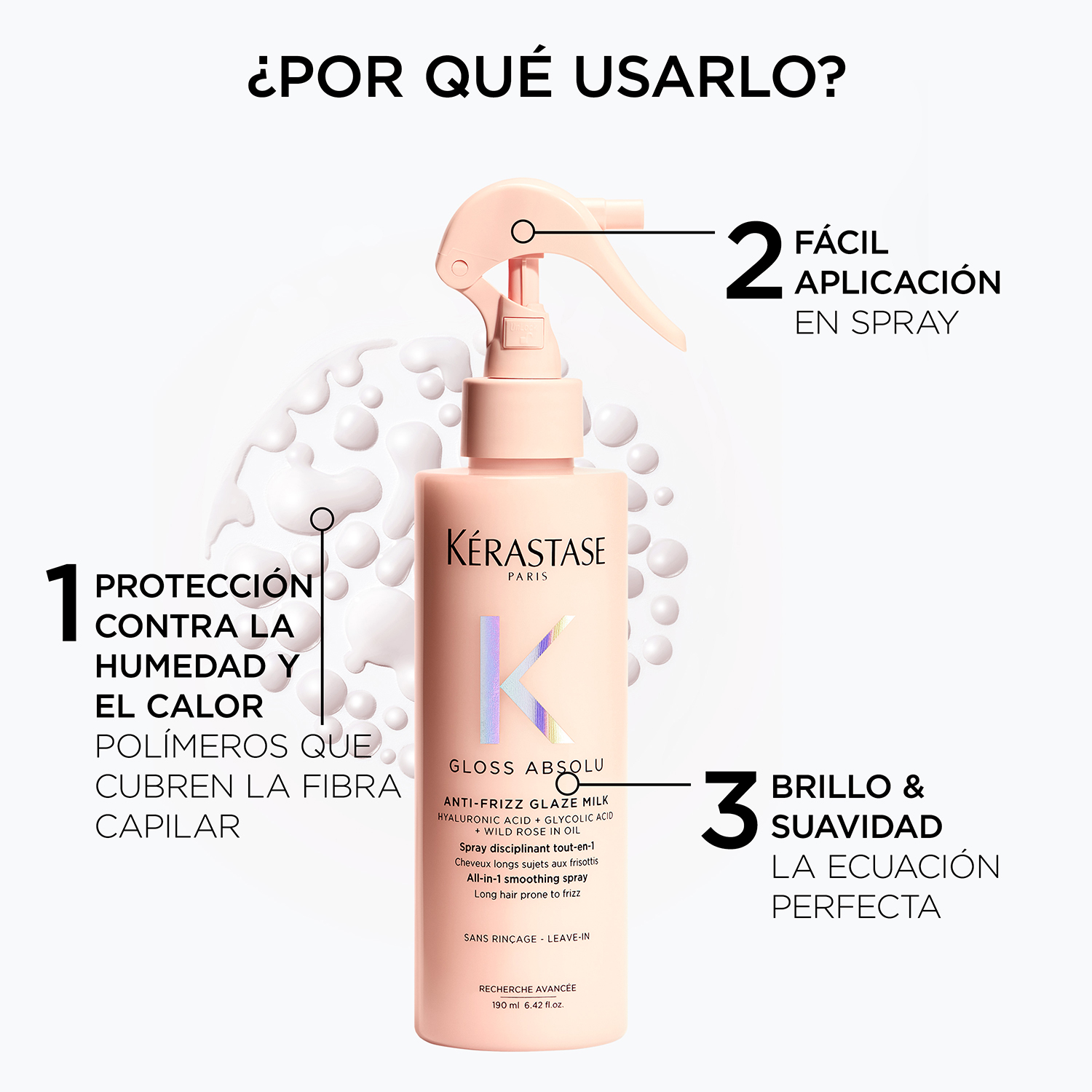 KÉRASTASE GLOSS ABSOLU ANTI-FRIZZ GLAZE MILK PARA CABELLO PROPENSO AL FRIZZ (SPRAY ANTI-FRIZZ)